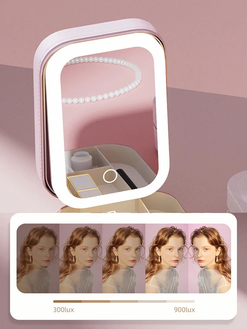 LED Makeup Bag with Mirror – Portable Lighted Cosmetic Case for Women