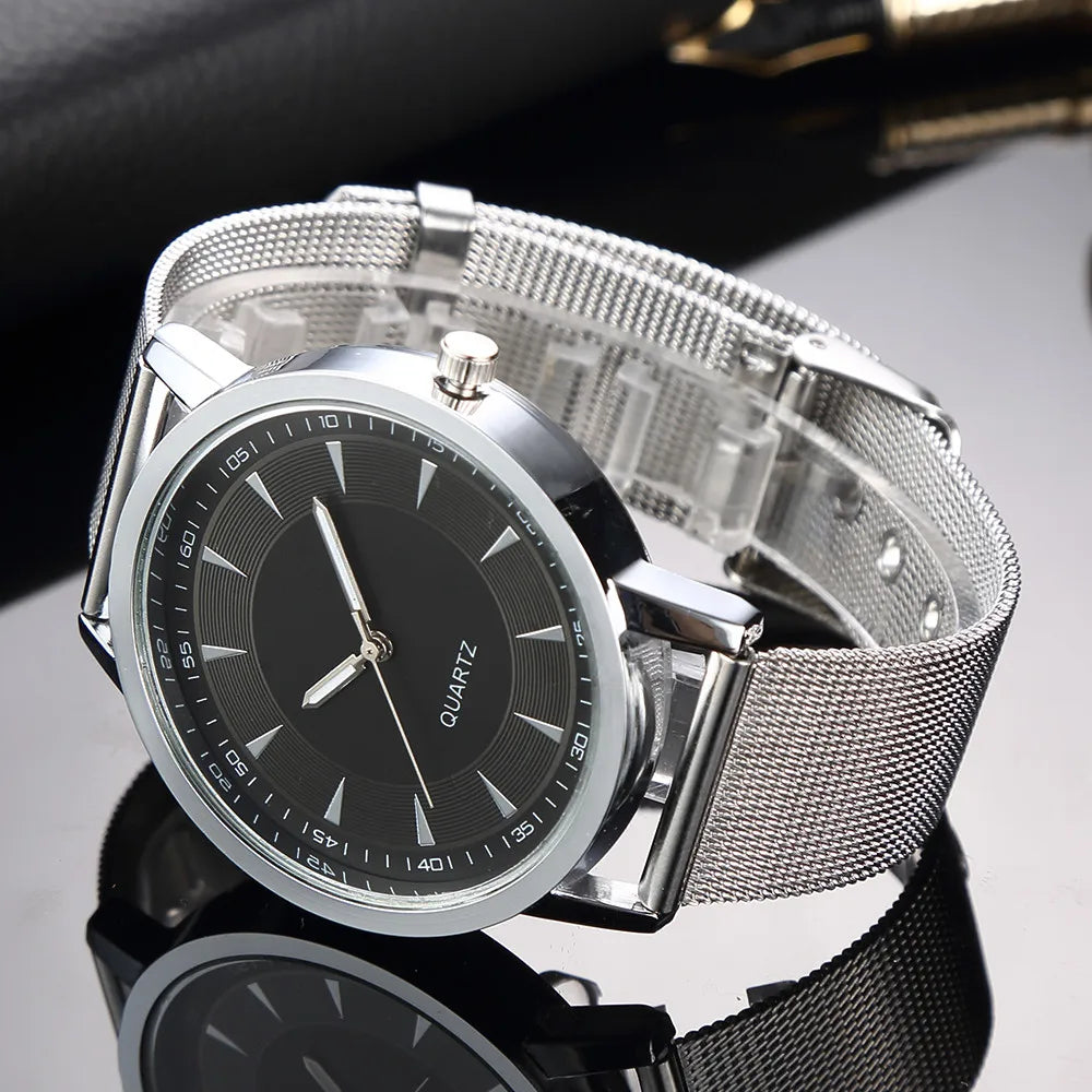 Women's Minimalist Quartz Watch – Stainless Steel Band, Numberless Dial | 7 Colors