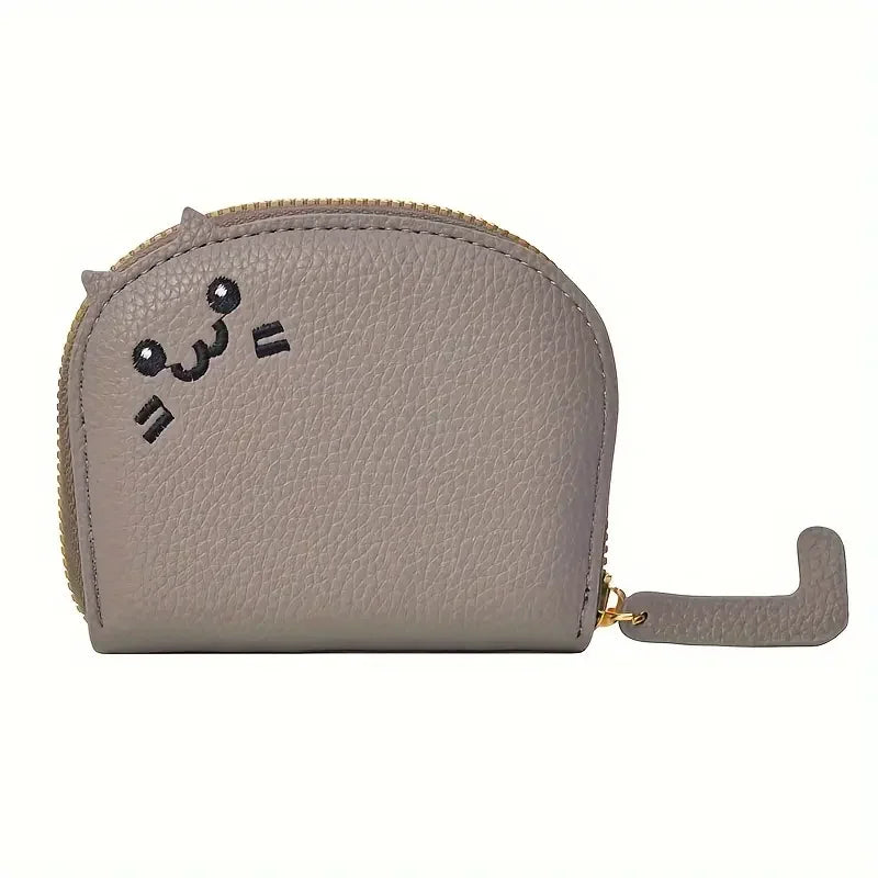 Cartoon Cat Coin Purse & Card Holder – PU Leather, Zipper Closure | 7 Colors