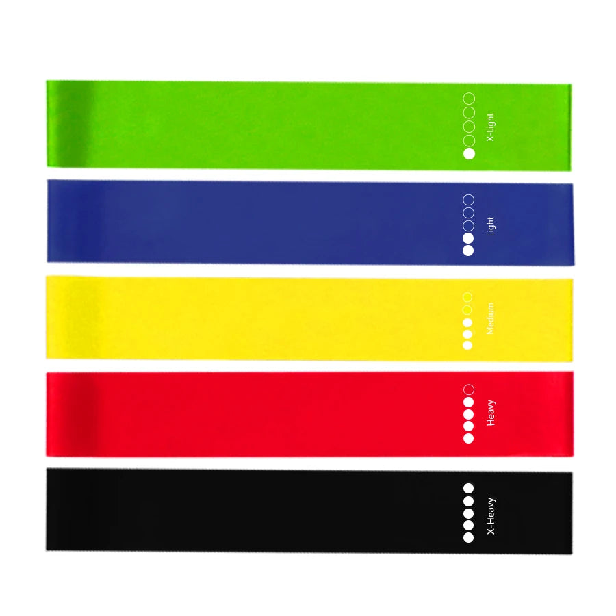 Elastic Resistance Bands – Natural Latex, 5 Levels for Yoga, Pilates & Crossfit