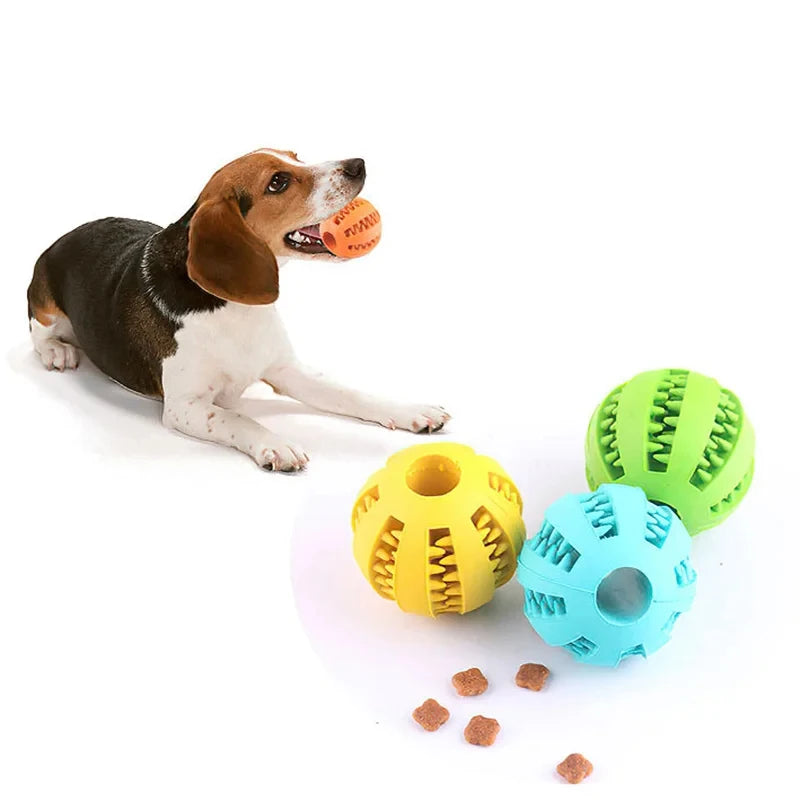 Rubber Chew Toy Ball for Dogs & Cats – Non-Toxic, Bite-Resistant, Treat Feeder & Teeth Cleaning