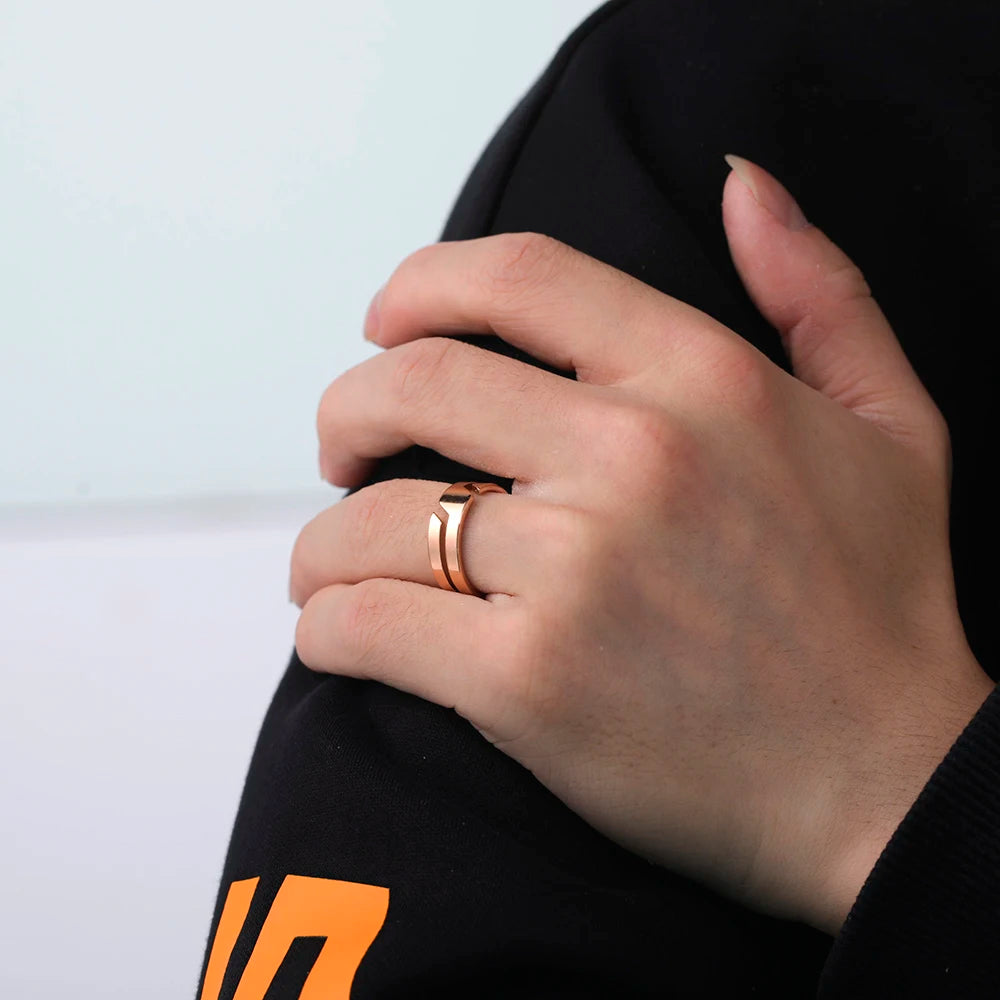 Stainless Steel Minimalist Ring — Black Casual Band