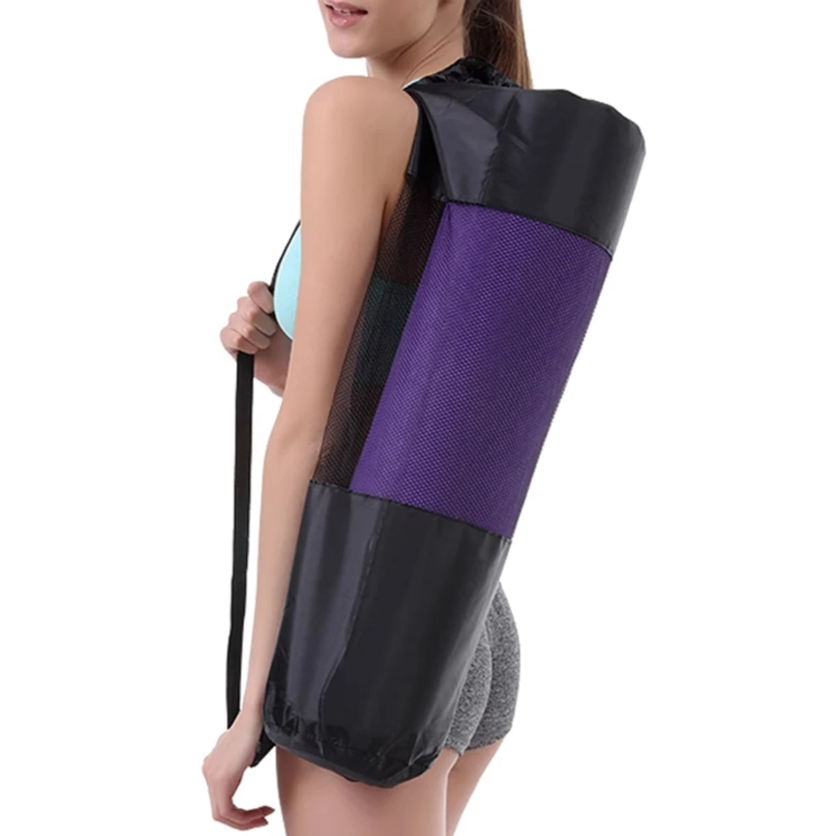 Breathable Yoga Mat Mesh Bag – Oxford Fabric, Shoulder Strap