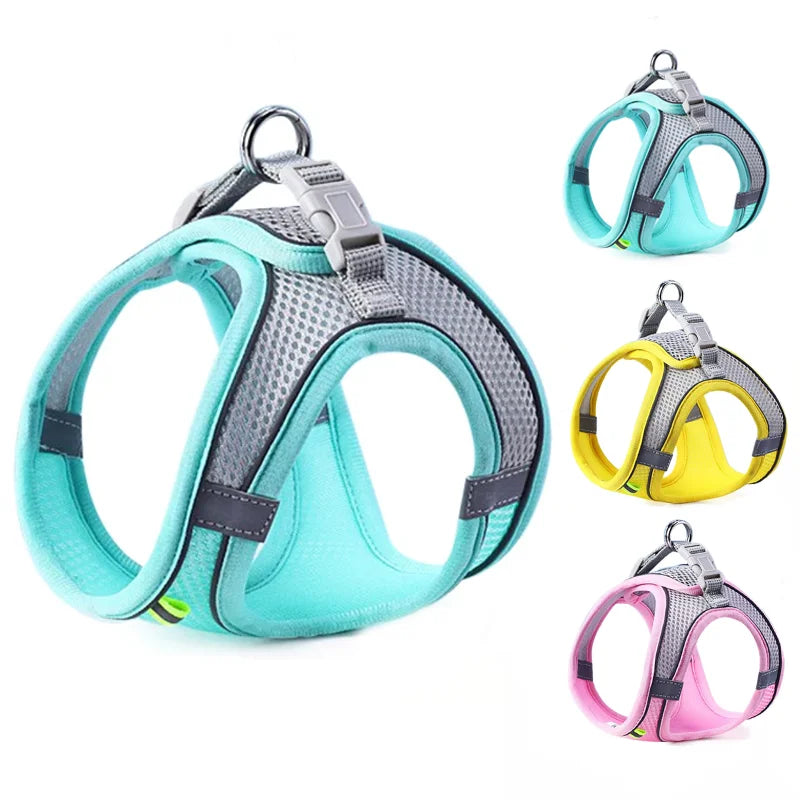 Cat & Dog Harness with Leash Set – Reflective Breathable Vest for Small Pets