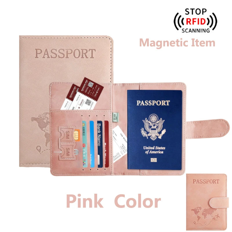 RFID Blocking Passport Holder – PU Leather Travel Wallet for Women & Men