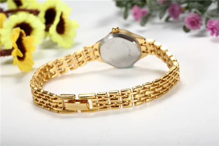 Women's Gold Bracelet Watch – Small Dial Elegant Quartz Wristwatch