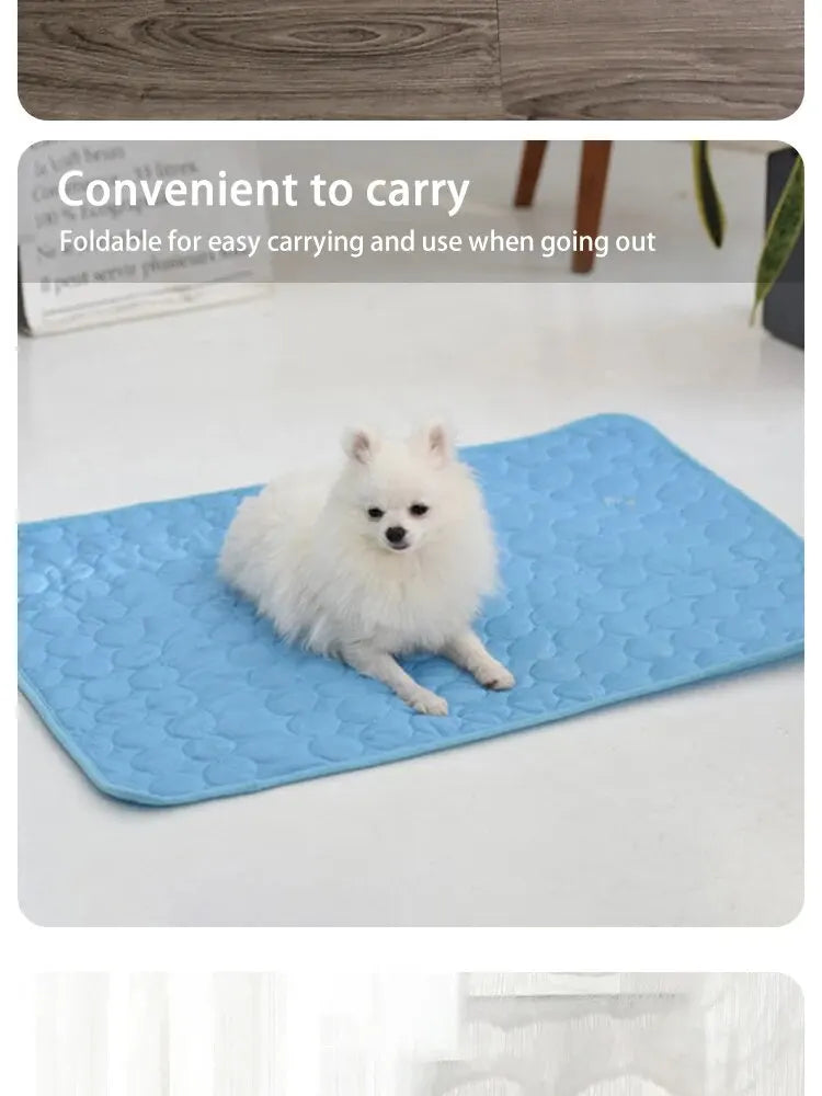 Pet Cooling Mat – Summer Ice Silk Sleeping Pad for Cats & Dogs
