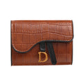 Women's Mini Card Holder Clutch – PU Leather, Letter Print | Brown, Pink, Green, Black
