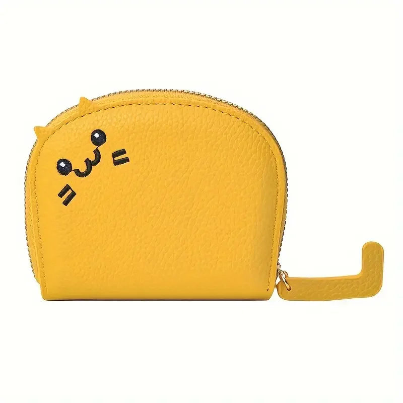 Cartoon Cat Coin Purse & Card Holder – PU Leather, Zipper Closure | 7 Colors