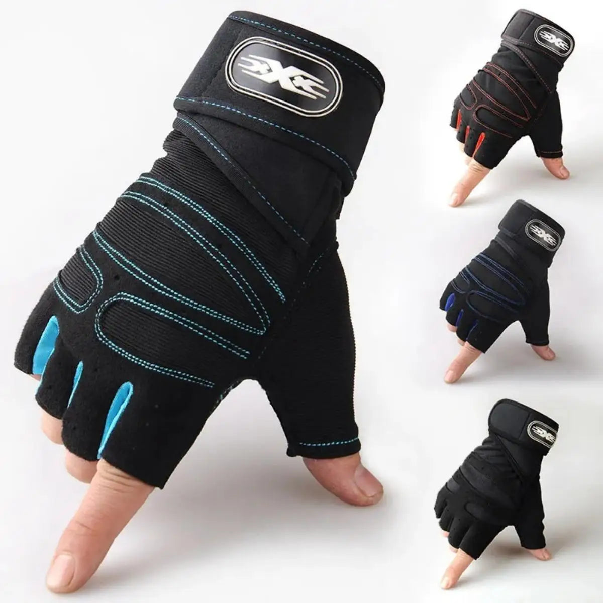 Gym Gloves with Wrist Support – Breathable, Shockproof, Unisex M-XL