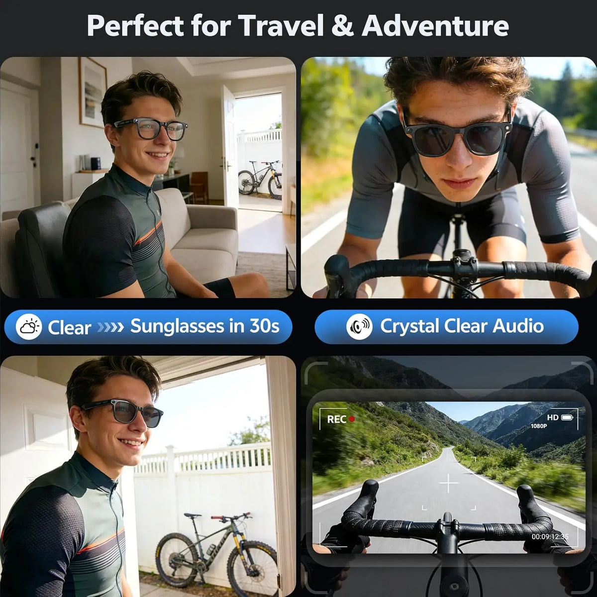 4K HD Smart Camera Glasses — AI Translation, ChatGPT, Bluetooth & WiFi
