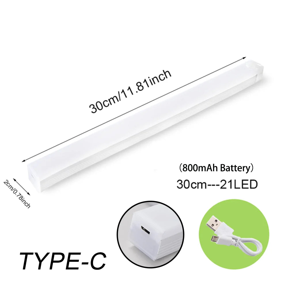 LED Strip Night Light – Motion Sensor, USB-C Rechargeable, Cabinet & Stair Lamp