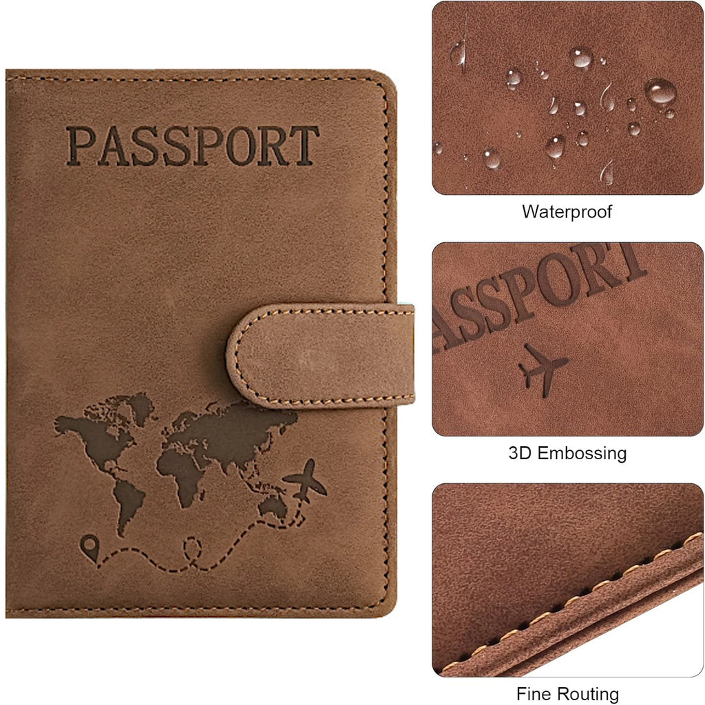 RFID Blocking Passport Holder – PU Leather Travel Wallet for Women & Men