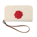 Women's Envelope Wristlet Wallet – Wax Seal Detail, PU Leather | Cream