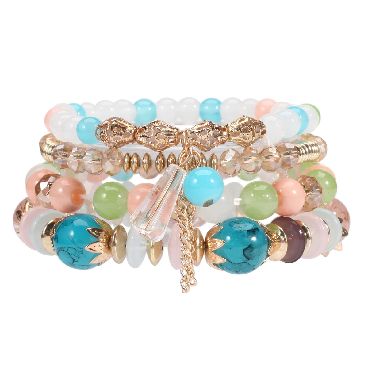 Bohemian Stackable Bead Bracelets — Charm Pendant