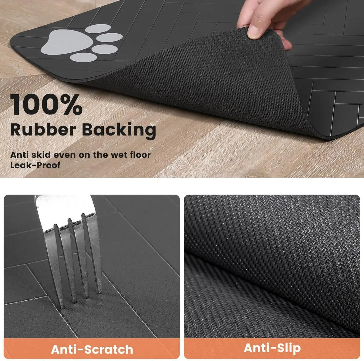 Absorbent Pet Feeding Mat – Non-Slip Rubber Backing, Waterproof, Quick-Dry Placemat for Dogs & Cats