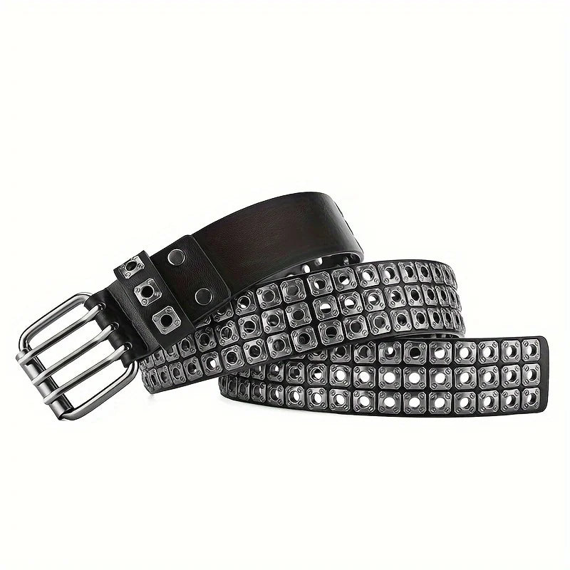 Punk Rivet Belt – Unisex PU Leather Belt with Geometric Studs, Great Gift Idea