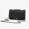 Women's Sequined Chain Crossbody Bag – Animal Print, Box Shape | Black