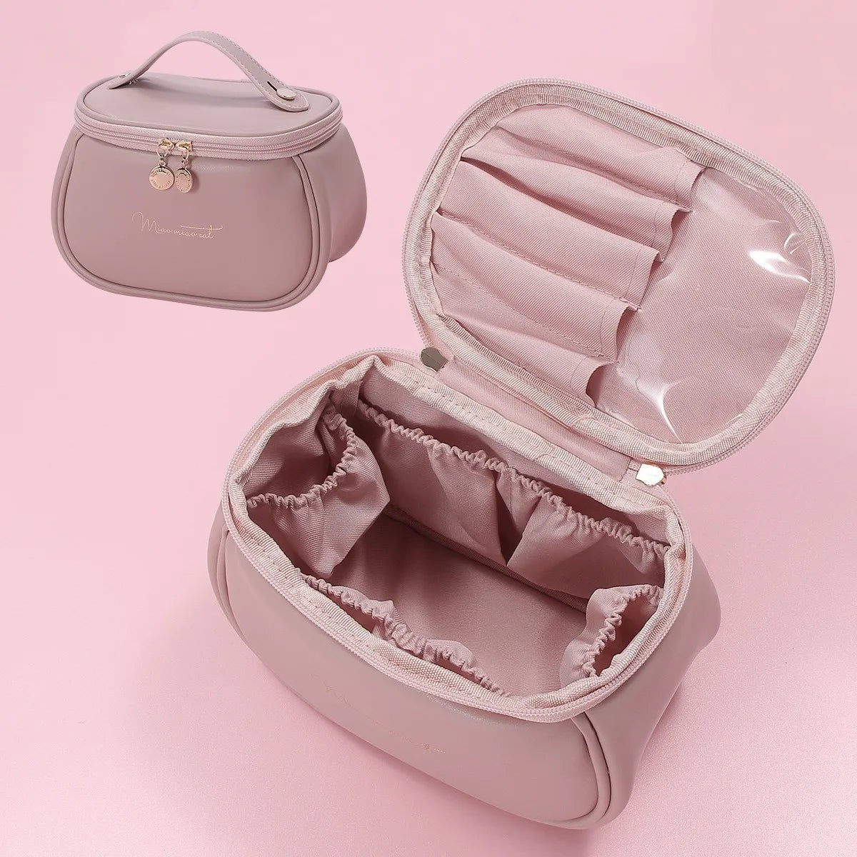 Women's Waterproof Makeup Bag – Large Capacity PU Leather Travel Cosmetic Case