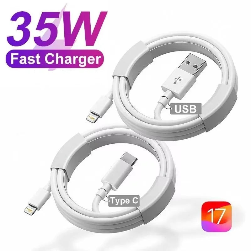 USB-C Fast Charging Cable & Charger for iPhone – 35W PD, 60W, 1M/1.5M/2M