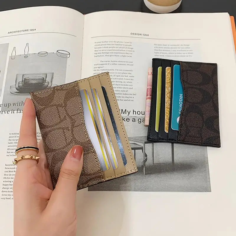 Ultra-Thin PU Leather Card Holder – Anti-Degaussing Geometric Design