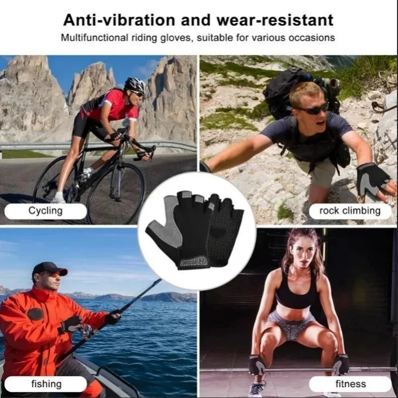 Fingerless Anti-Slip Sports Gloves – Breathable, Shockproof, 8 Colors S-XL