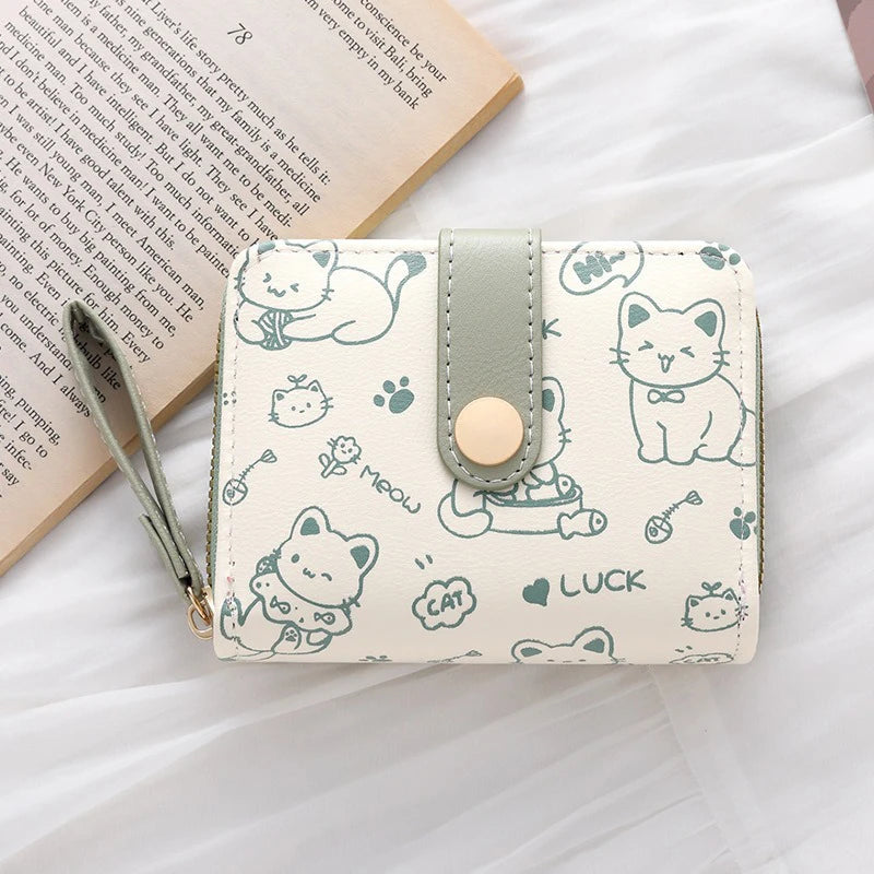 Cute Cat Wallet for Women – PU Leather Card Holder Purse with Coin Pocket