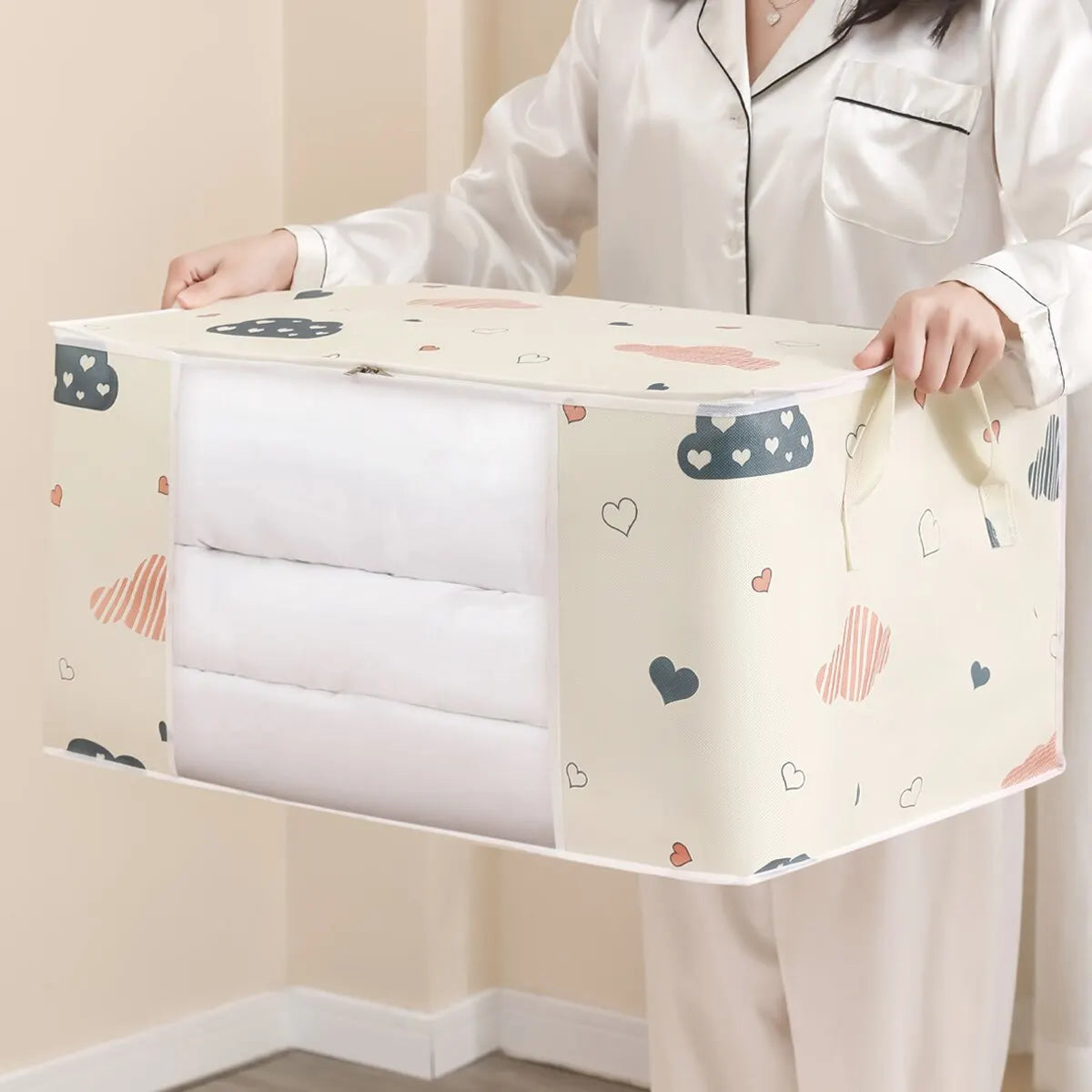 Large Capacity Storage Bag Organizer – Foldable Non-Woven Blanket & Bedding Bag