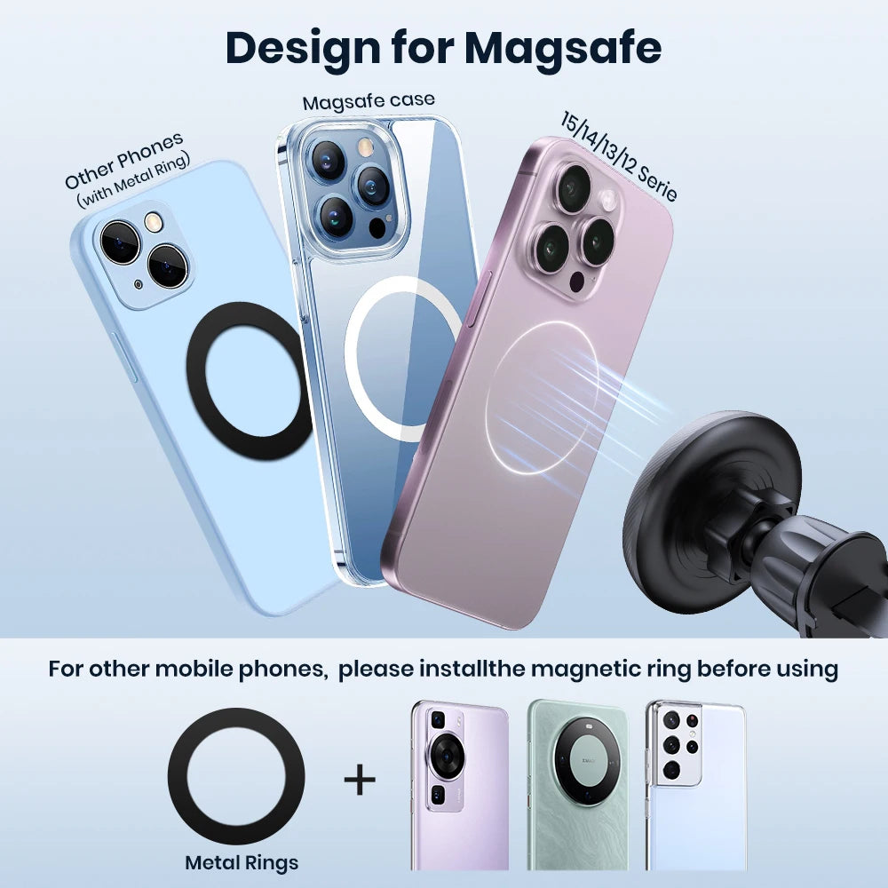 Magnetic Car Phone Holder – MagSafe Compatible, Air Vent Mount, One-Hand Operation