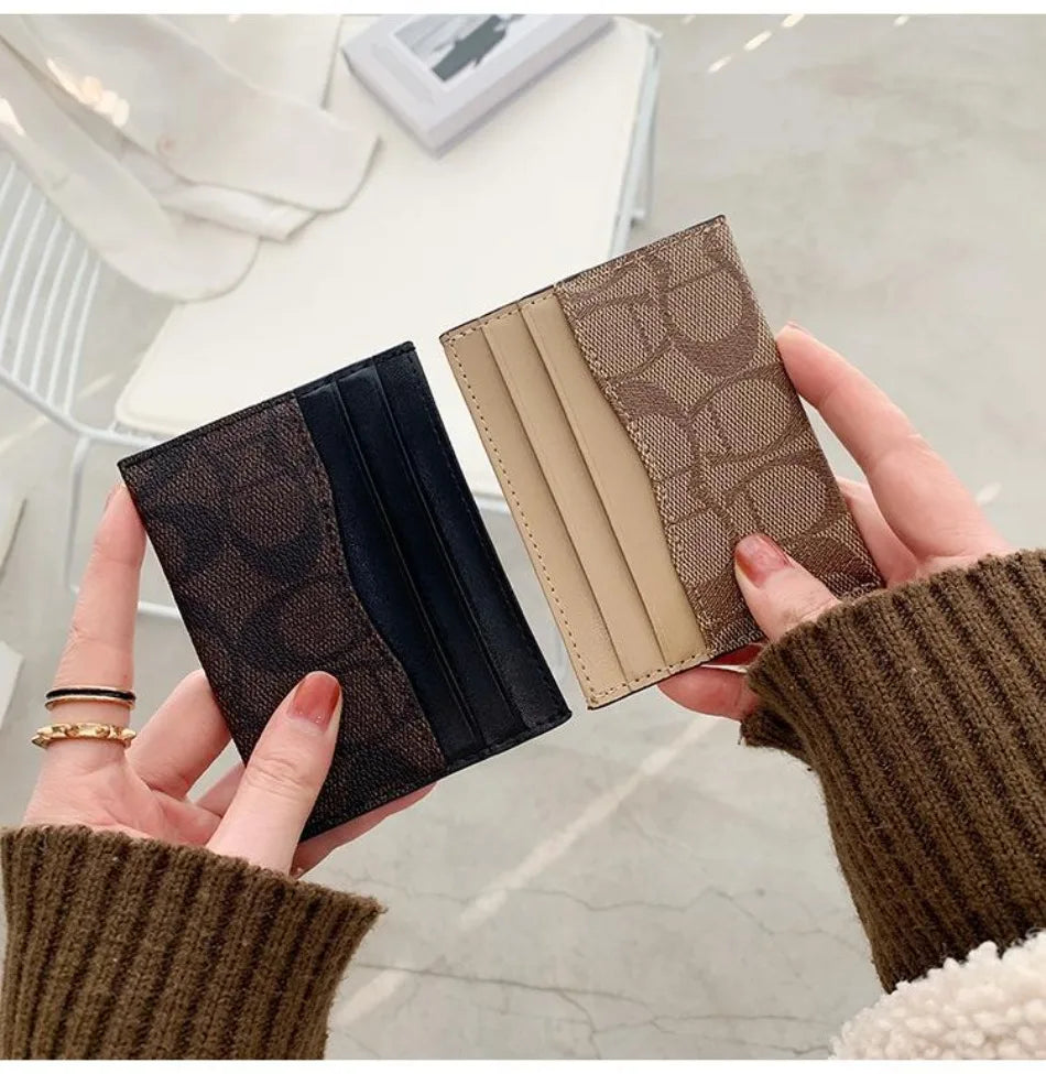 Ultra-Thin PU Leather Card Holder – Anti-Degaussing Geometric Design