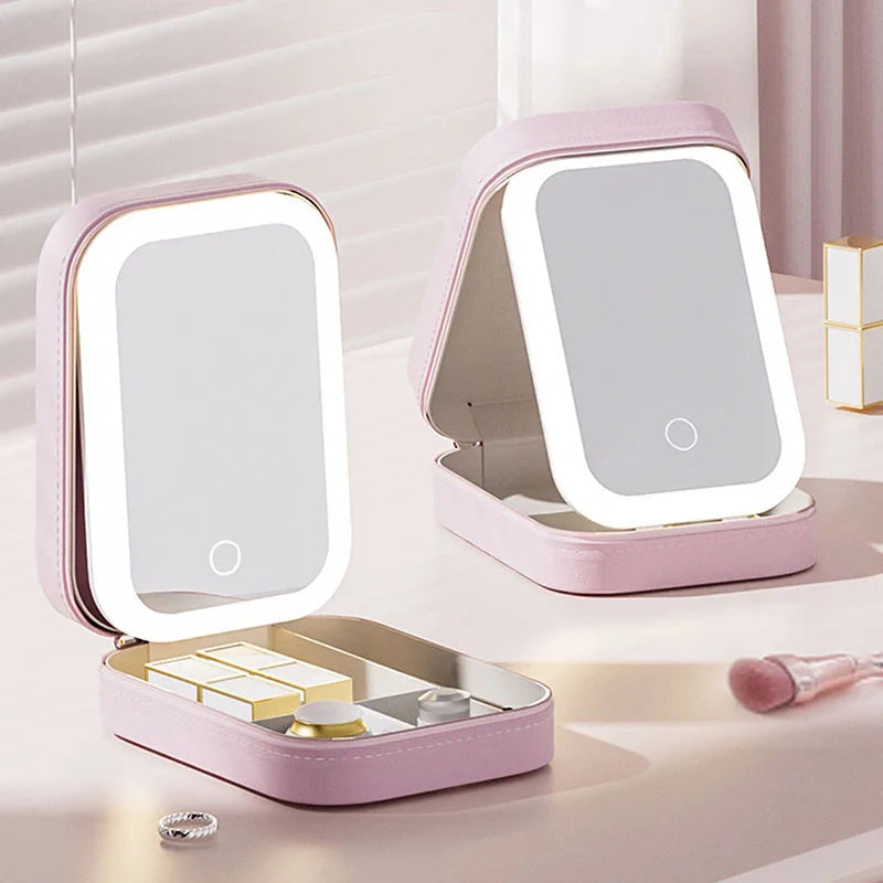 LED Makeup Bag with Mirror – Portable Lighted Cosmetic Case for Women