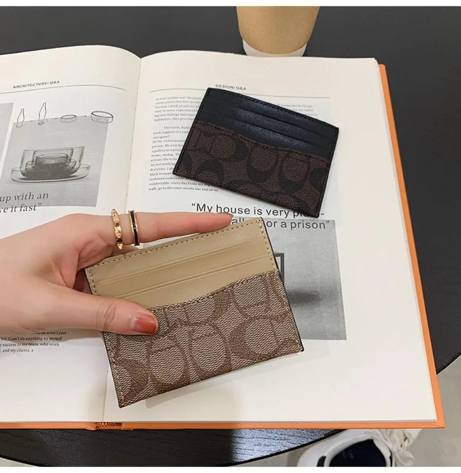 Ultra-Thin PU Leather Card Holder – Anti-Degaussing Geometric Design