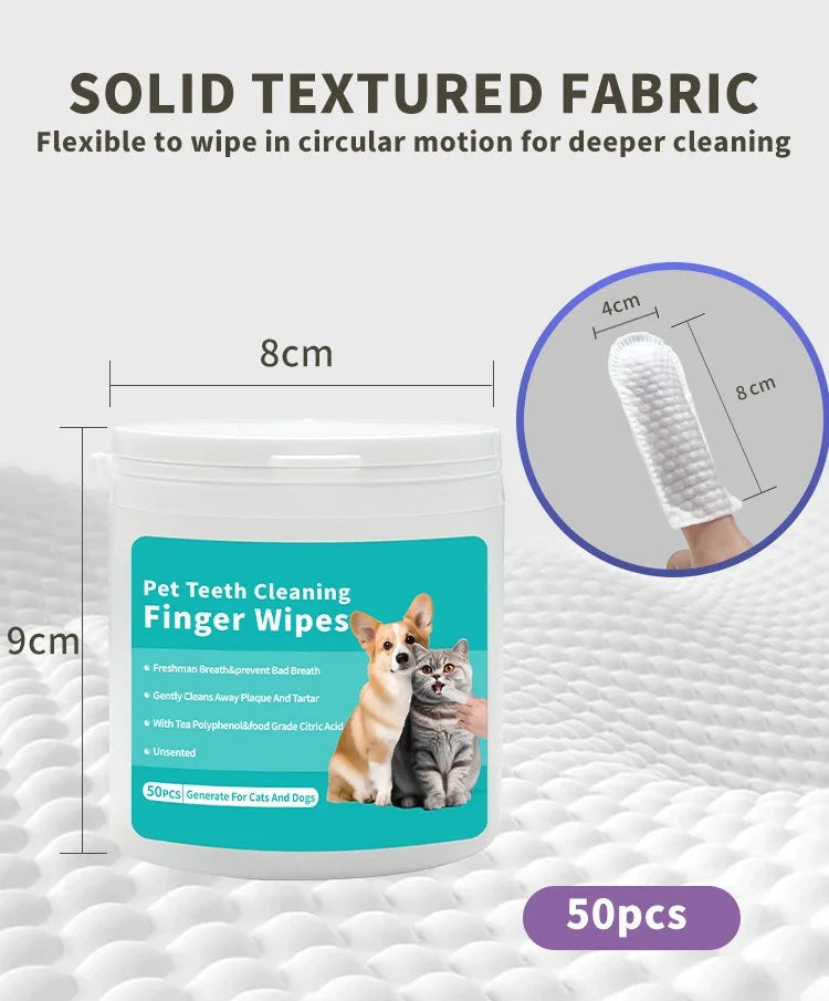 Disposable Pet Finger Toothbrush — Teeth Cleaning Wipes