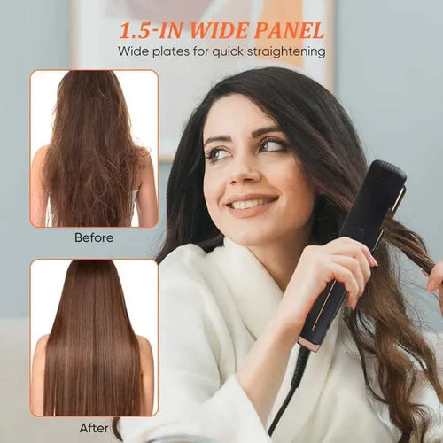 2-in-1 Hair Straightener & Curling Iron – Ceramic Plate