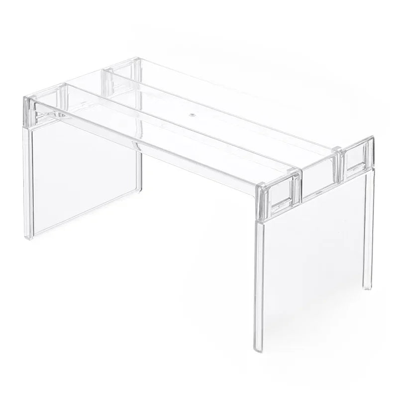 Clear Expandable Cabinet Organizer – Spice & Dish Divider for Kitchen & Bathroom