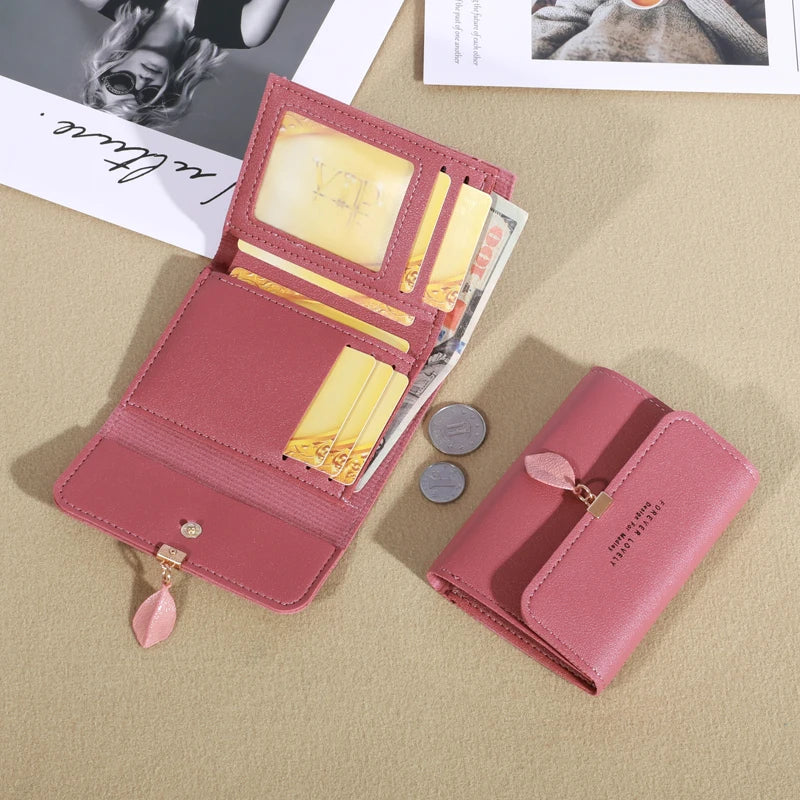 Women's Trifold Wallet – Minimalist PU Coin Purse & Credit Card Holder