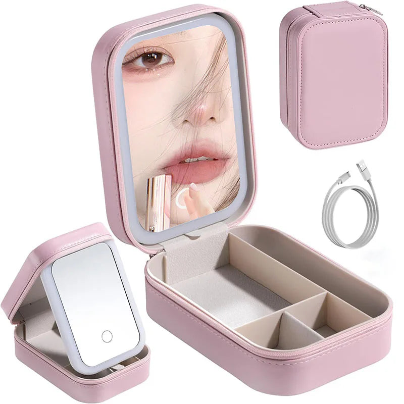 LED Makeup Bag with Mirror – Portable Lighted Cosmetic Case for Women