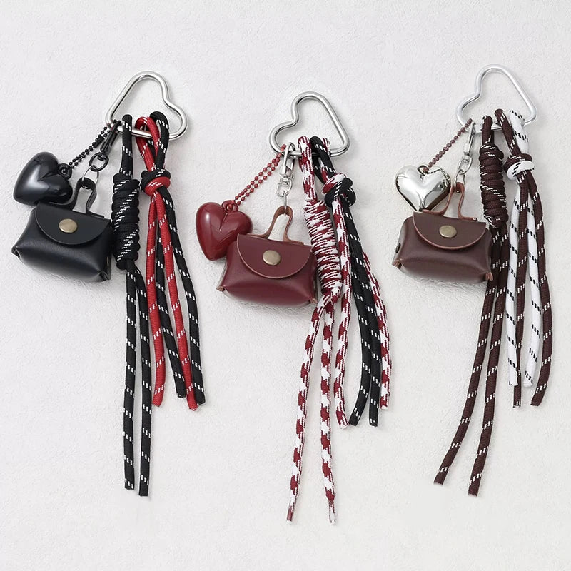 Leather Braided Bag Charm – Mini Bow Pendant for Handbags, Keys & Phone