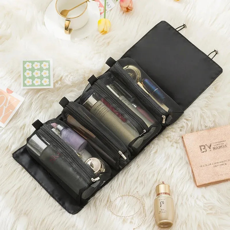 4-in-1 Detachable Makeup Bag – Foldable Large Capacity Travel Toiletry Organizer