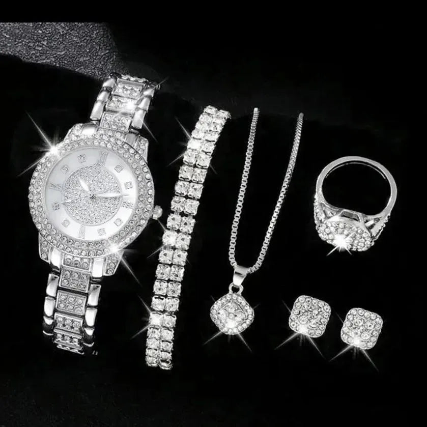 Women's Crystal Watch & Bracelet Set