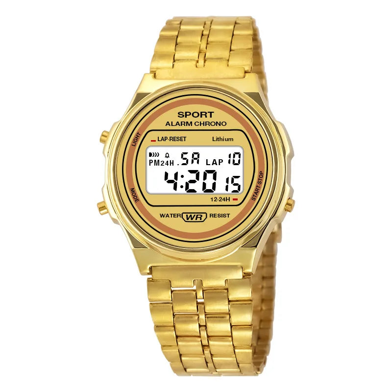 Women's Retro LED Digital Watch – Stainless Steel Strap