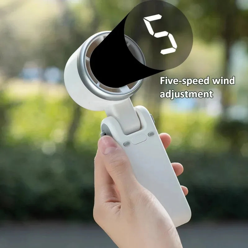 Portable Mini Turbine Fan – Foldable Handheld & Desktop USB Rechargeable Fan (White / Black / Green)