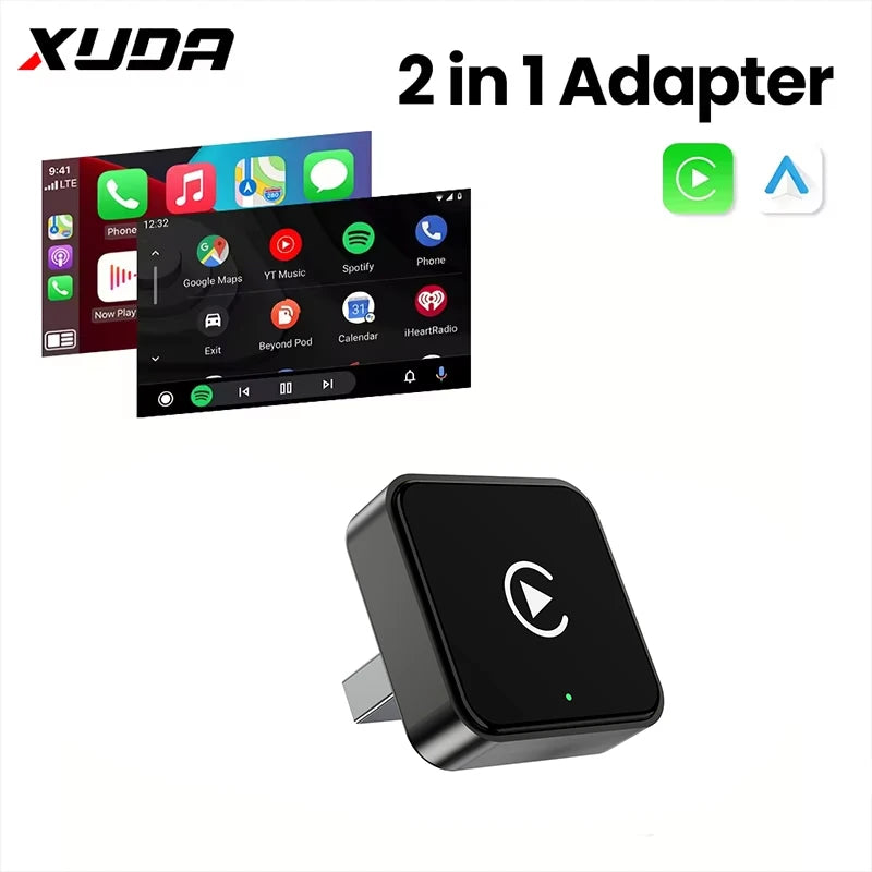 2-in-1 Wireless CarPlay & Android Auto Adapter – 5GHz WiFi, USB-C/USB