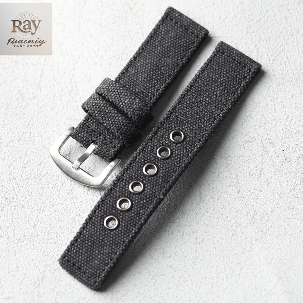 Canvas Watch Band Strap — 20/22/24mm Waterproof