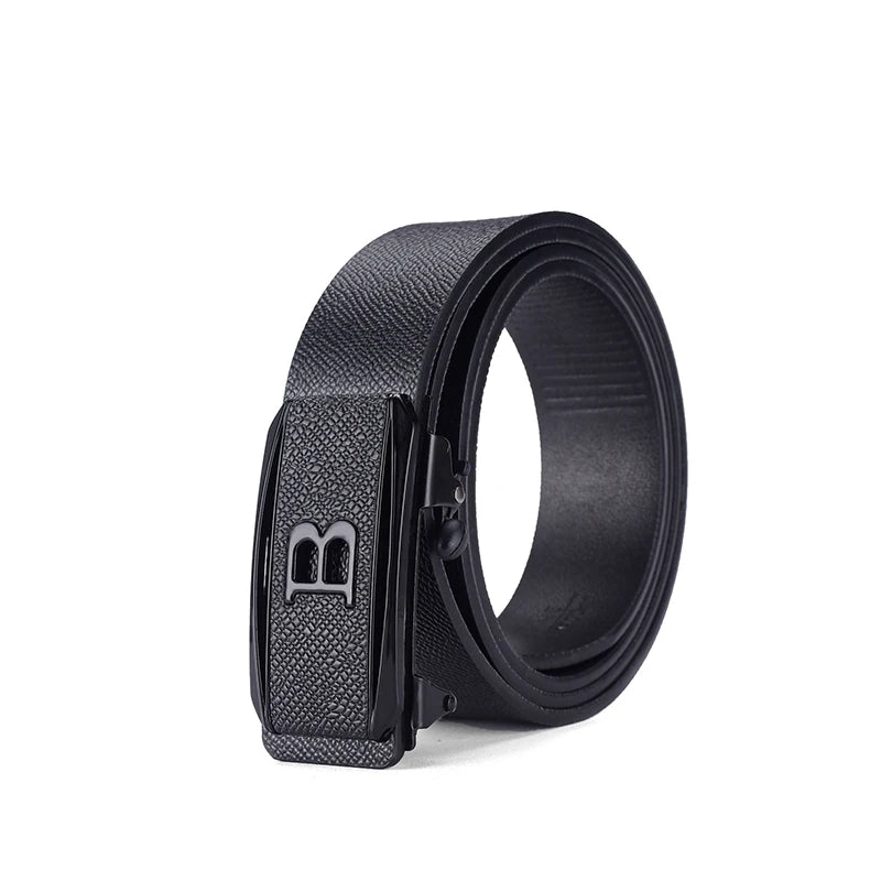 Men's Automatic Buckle Belt – Toothless PU Leather, Formal & Casual Wear