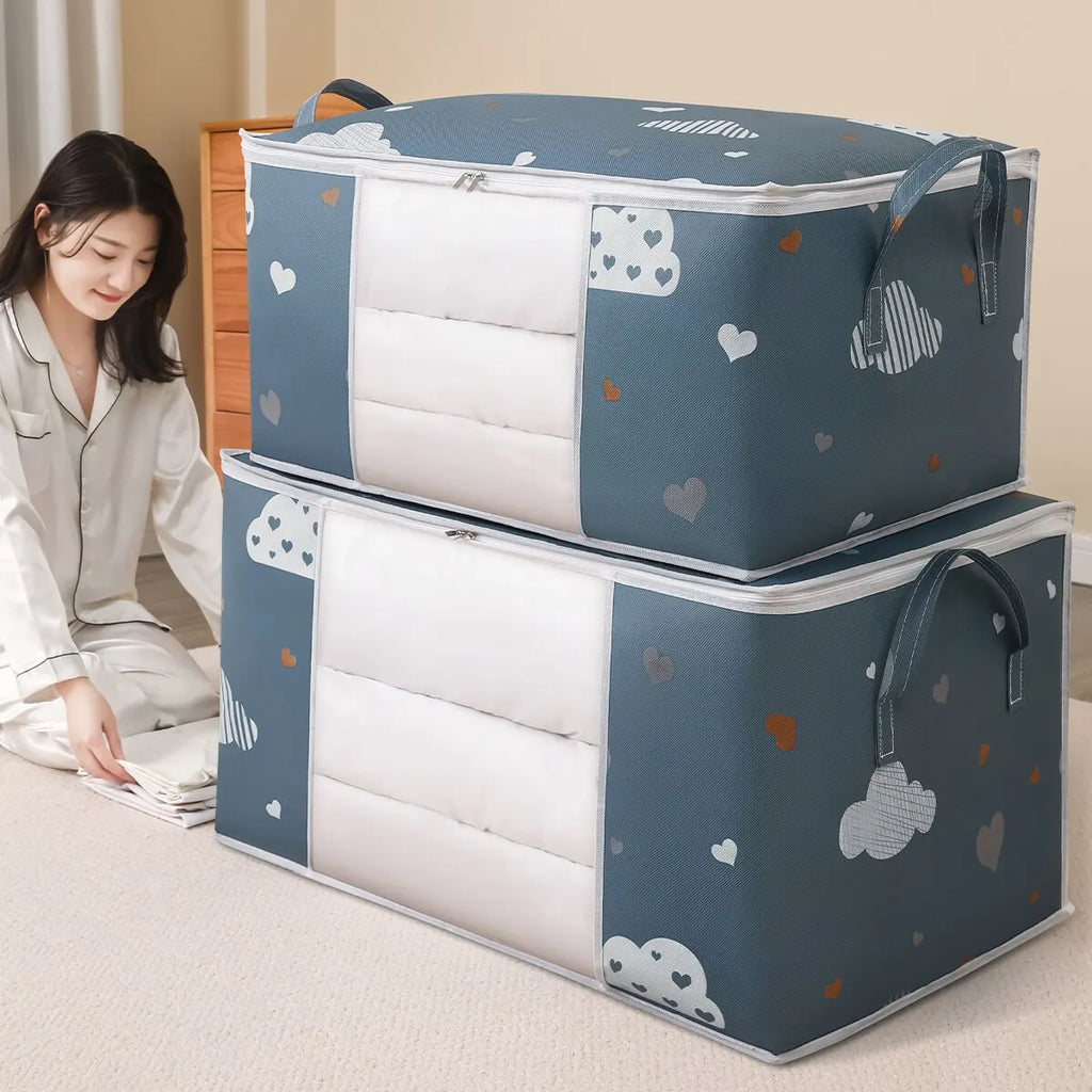 Large Capacity Storage Bag Organizer – Foldable Non-Woven Blanket & Bedding Bag