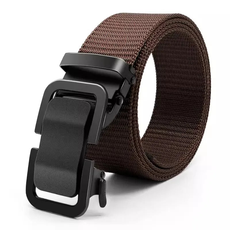 Men's Nylon Canvas Belt – Automatic Metal Buckle, Outdoor & Work