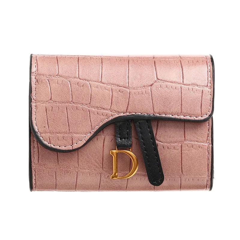 Women's Mini Card Holder Clutch – PU Leather, Letter Print | Brown, Pink, Green, Black