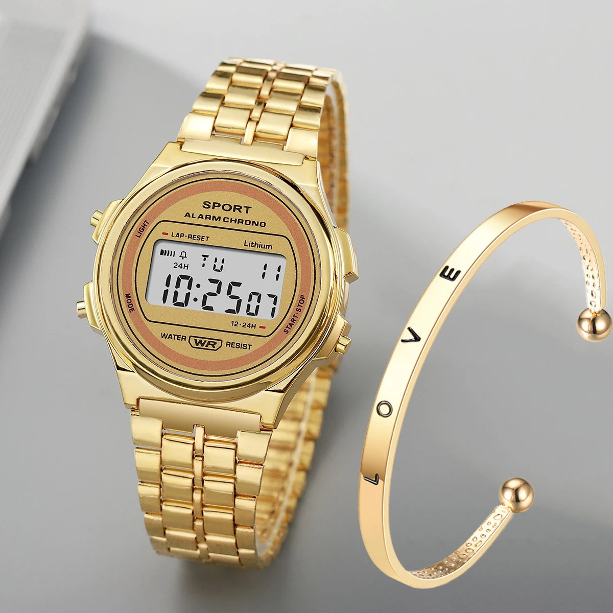 Women's Retro LED Digital Watch – Stainless Steel Strap