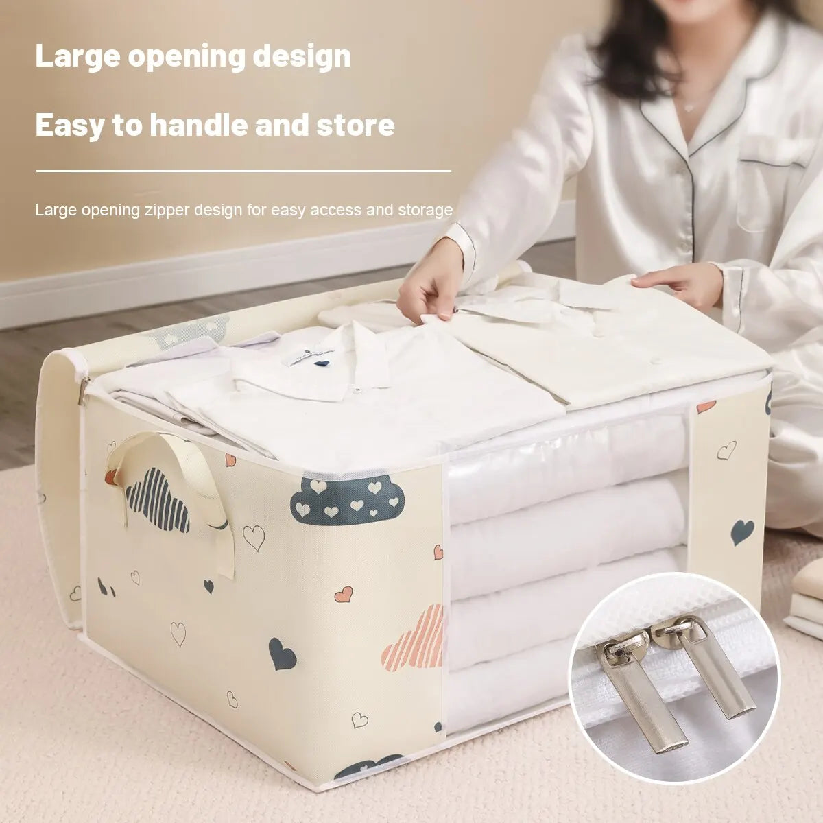Large Capacity Storage Bag Organizer – Foldable Non-Woven Blanket & Bedding Bag